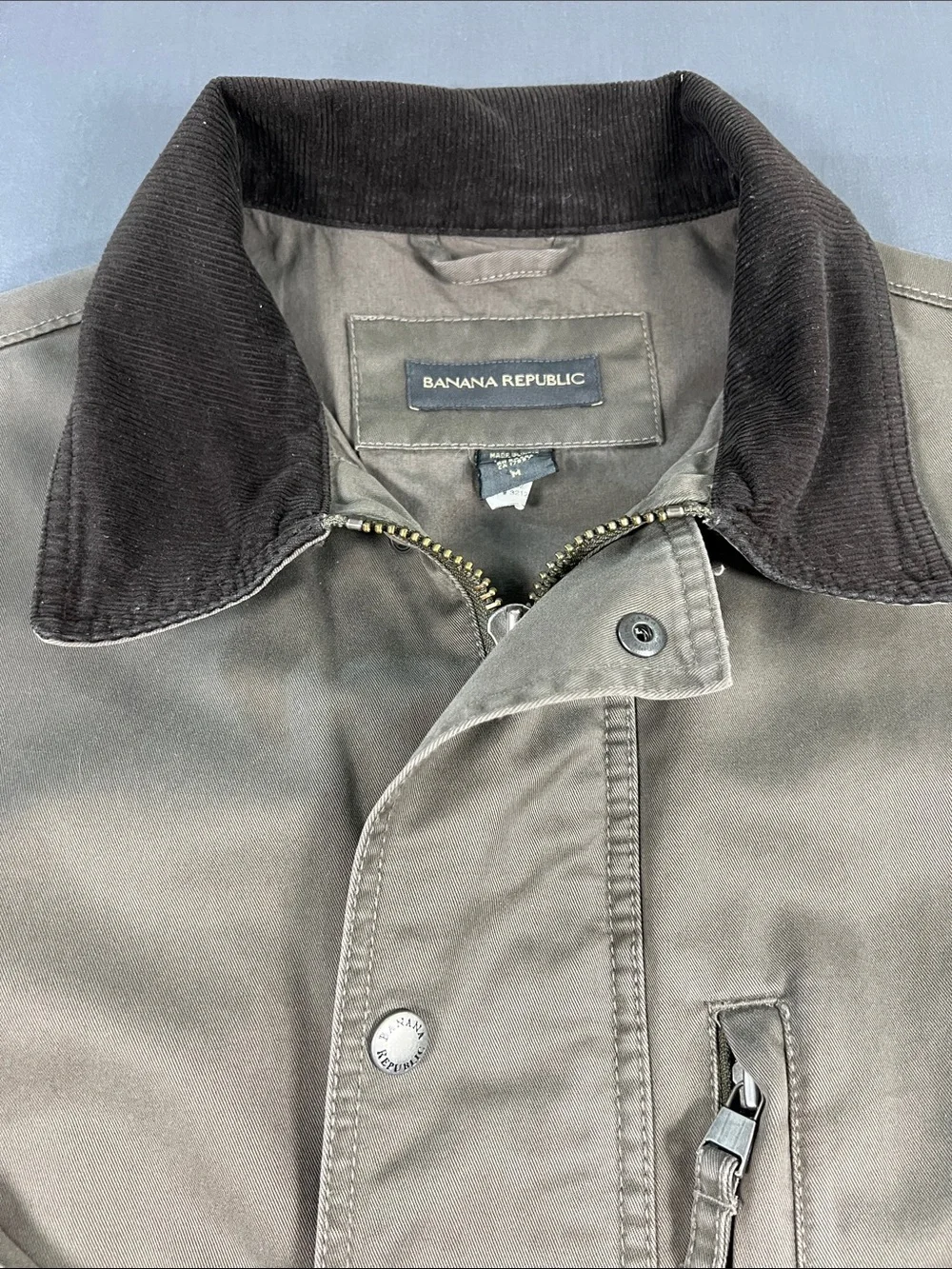 Banana Republic Olive Field Jacket with Dark Contrast Collar